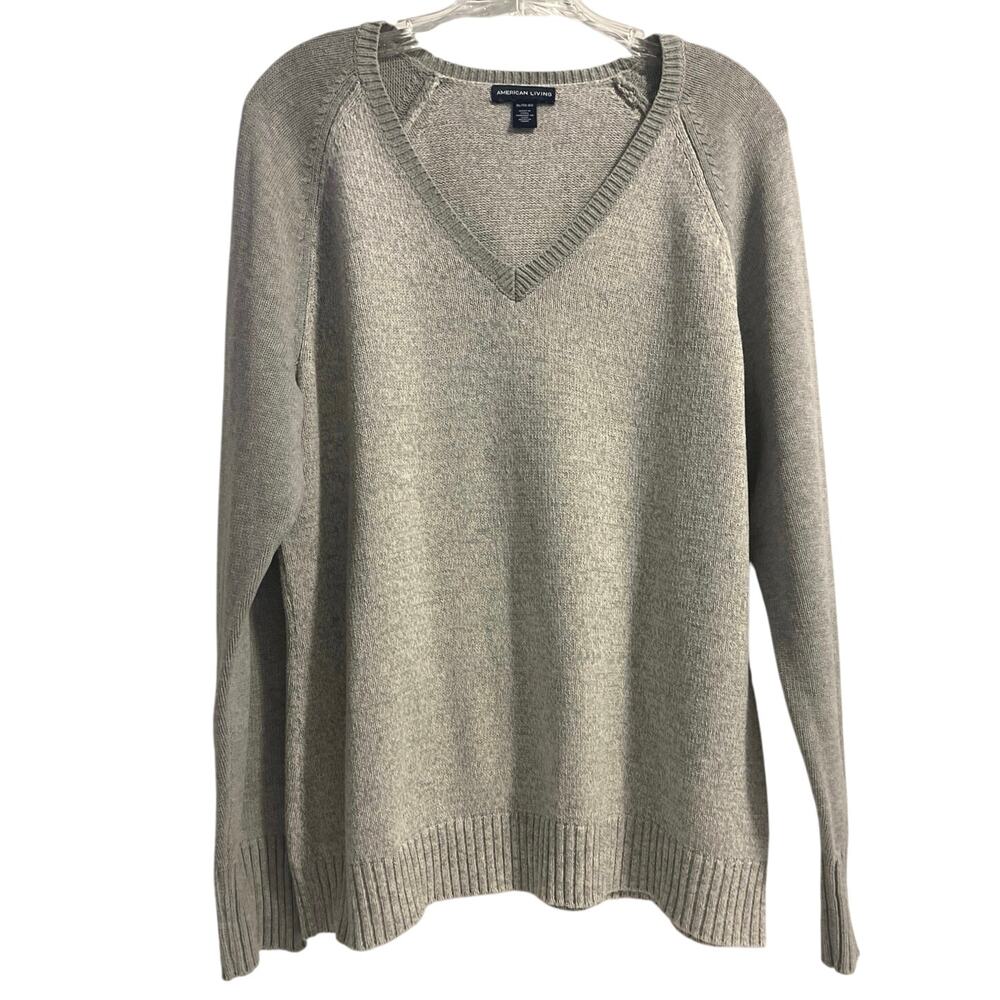 American Living Raglan Gray Sweater Womens Size XL Work Casual Layer Preppy